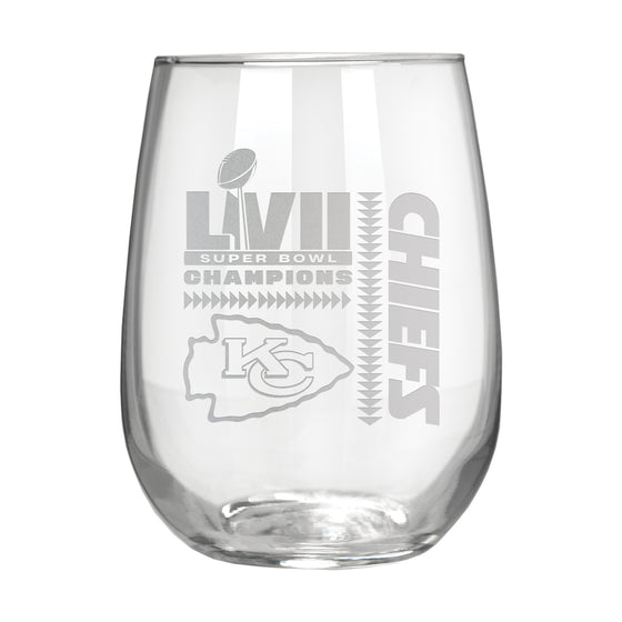 NFL Super Bowl Champ 17oz Stemless Wine Glass - Kansas City Chiefs - 757 Sports Collectibles