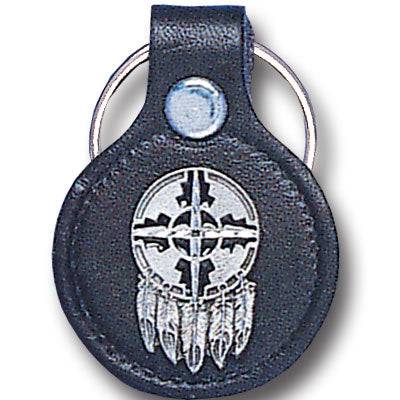 Leather Keychain - Shield & Feathers (SSKG) - 757 Sports Collectibles