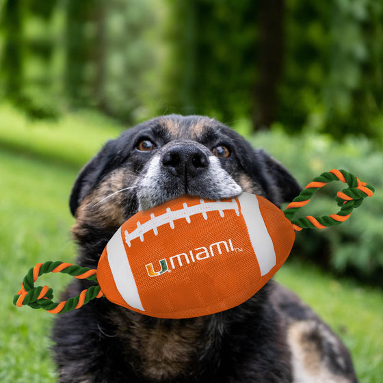 Miami Hurricanes Nylon Football Dog Toy Pets First - 757 Sports Collectibles