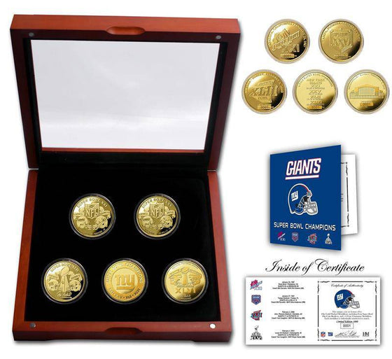 New York Giants 4-time Super Bowl Champions 5 Coin Gold Coin Set (HM) - 757 Sports Collectibles