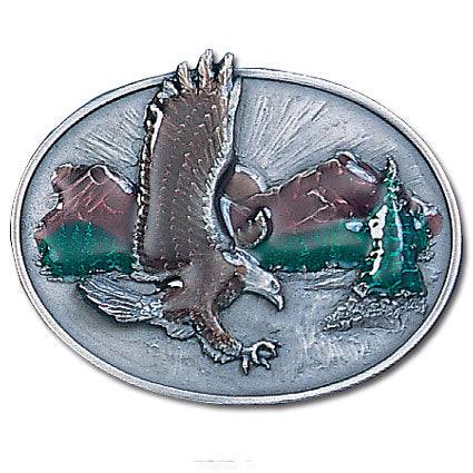 Eagle Over Mountains Enameled Belt Buckle (SSKG) - 757 Sports Collectibles