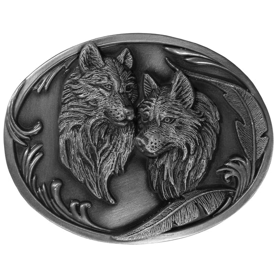 Wolves Antiqued Belt Buckle (SSKG) - 757 Sports Collectibles