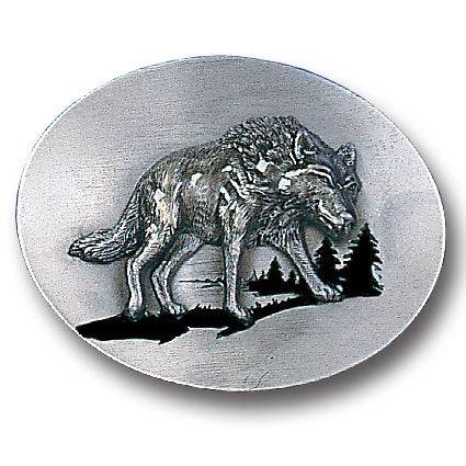 Wolf Silhouette Enameled Belt Buckle (SSKG) - 757 Sports Collectibles