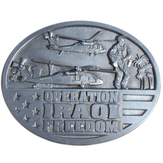 Iraqi Freedom Antiqued Belt Buckle (SSKG) - 757 Sports Collectibles