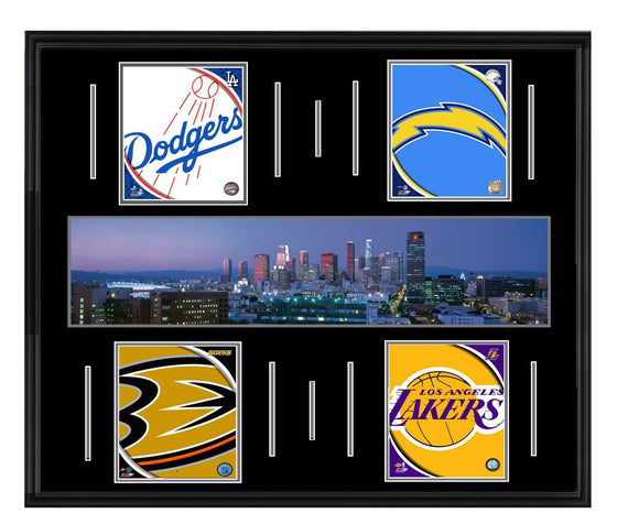 Los Angeles Skyline Super Deluxe Framed Four Team Dodgers, Chargers, Ducks, Lakers 45x34 - 757 Sports Collectibles