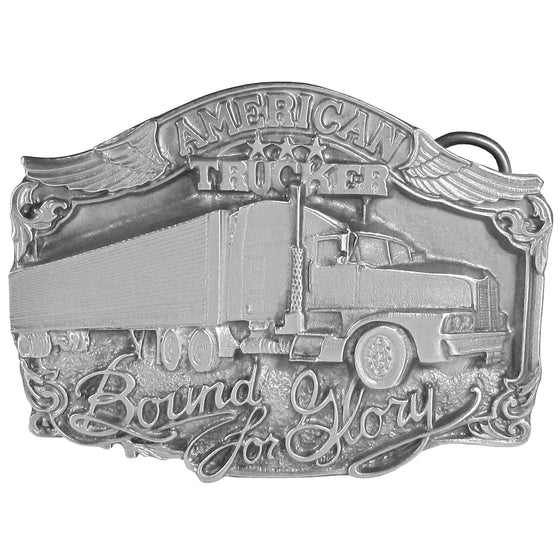 American Trucker Antiqued Belt Buckle (SSKG) - 757 Sports Collectibles