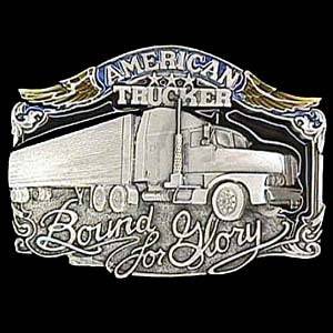 American Trucker  Enameled Belt Buckle (SSKG) - 757 Sports Collectibles