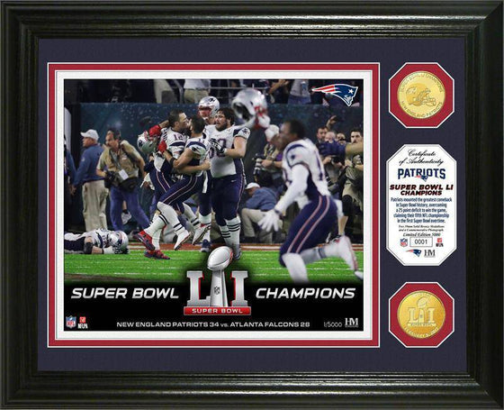 New England Patriots Super Bowl 51 LI Champions "Celebration" Bronze Coin Photo Mint L/E of 5000 - 757 Sports Collectibles