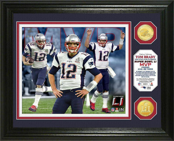 New England Patriots Super Bowl 51 LI "MVP - Tom Brady" Bronze Coin Photo Mint L/E of 5000 - 757 Sports Collectibles