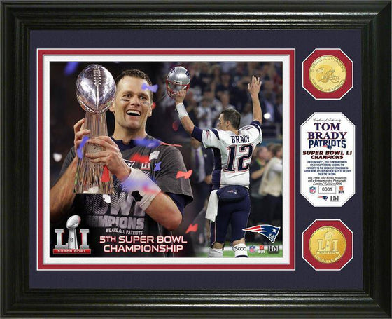 New England Patriots Tom Brady "Super Bowl 51 Trophy" Bronze Coin Photo Mint (HM) - 757 Sports Collectibles
