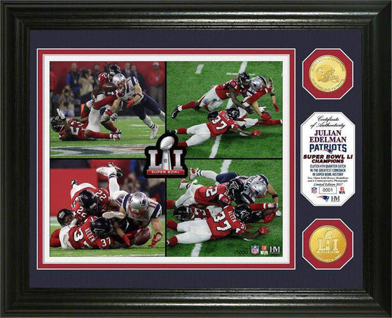 Julian Edelman Super Bowl 51 "Catch" Bronze Coin Photo Mint (HM) - 757 Sports Collectibles