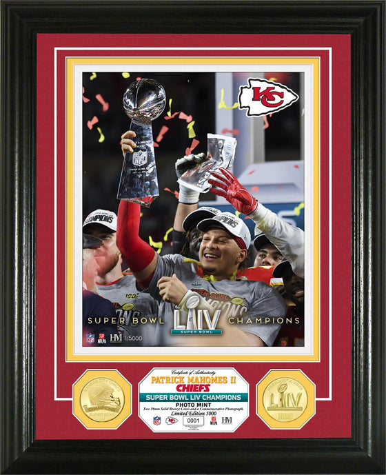 Patrick Mahomes Kansas City Chiefs Super Bowl LIV 54 Champion Trophy Bronze Coin Photo Mint