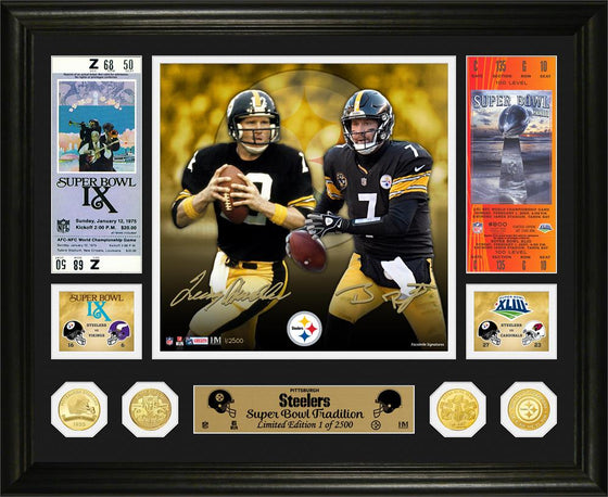 Terry Bradshaw & Ben Roethlisberger Steelers Super Bowl Traditions Bronze Coin Photo Mint