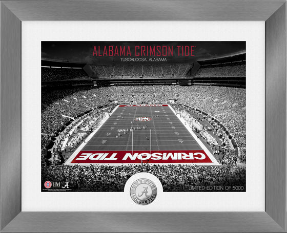 Alabama Crimson Tide Art Deco Stadium Silver Photo Mint