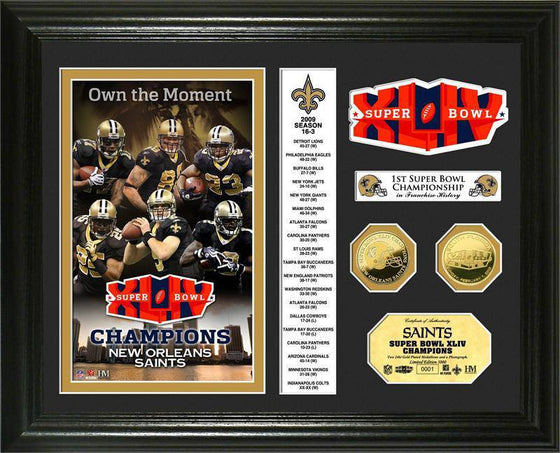 New Orleans Saints Super Bowl XLIV Champs 24KT Gold Coin Banner Photo Mint (HM) - 757 Sports Collectibles