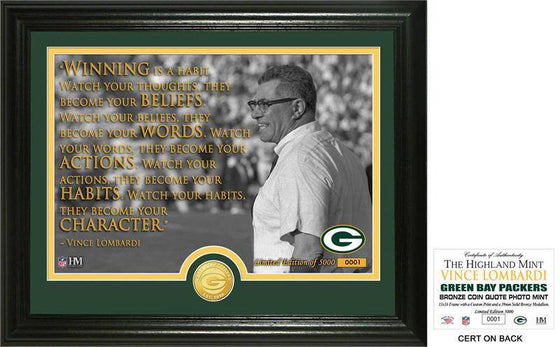 Green Bay Packers Vince Lombardi "Quote" Bronze Coin Photo Mint (HM) - 757 Sports Collectibles