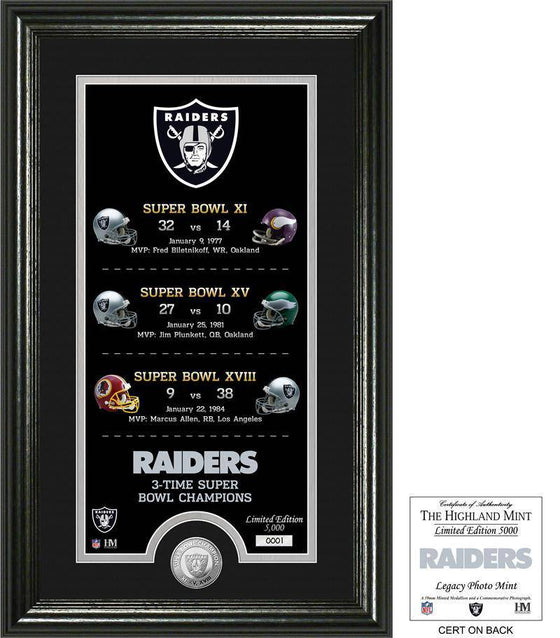 Oakland Raiders "Legacy" Minted Coin Photo Mint (HM) - 757 Sports Collectibles