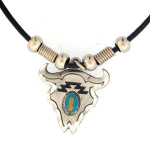 Earth Spirit Necklace - Buffalo Skull with Stone (SSKG) - 757 Sports Collectibles