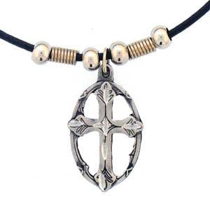 Earth Spirit Necklace - Cross in Oval (SSKG) - 757 Sports Collectibles