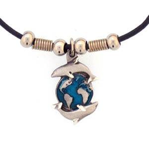 Earth Spirit Necklace - Dolphins & Earth (SSKG) - 757 Sports Collectibles