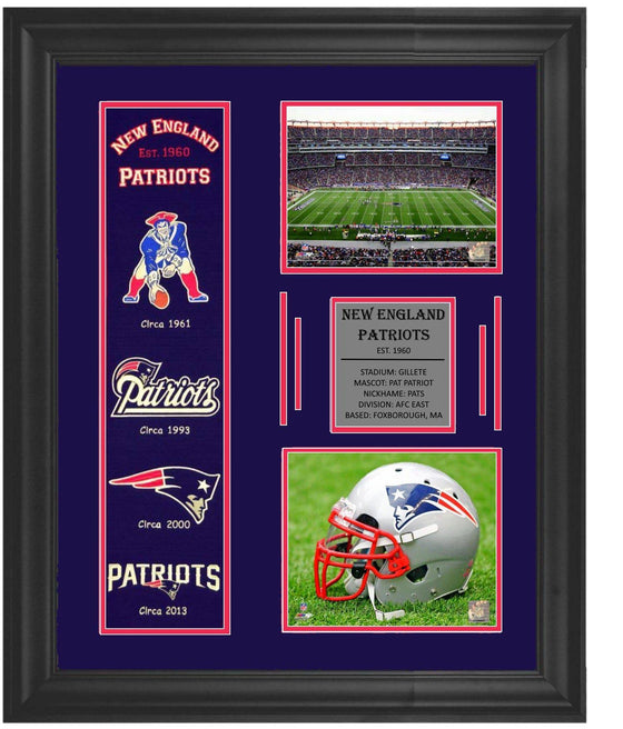 New England Patriots Deluxe Framed Heritage Banner 24x35 - 757 Sports Collectibles