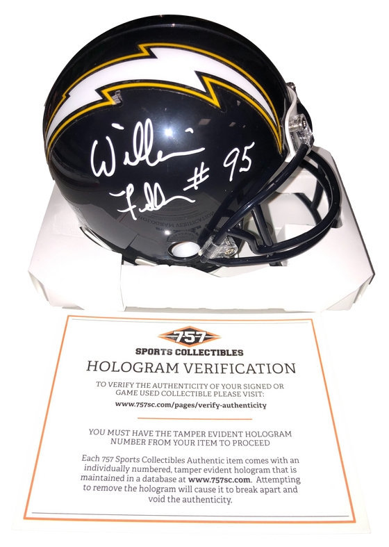 San Diego Chargers William Fuller Signed Auto Mini Helmet - 757 COA