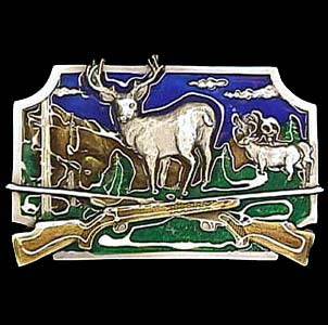 Deer Hunting  Enameled Belt Buckle (SSKG) - 757 Sports Collectibles