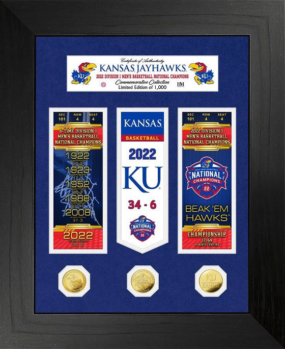Kansas Jayhawks 2022 NCAA Men's Basketball Champions Deluxe Gold Coin Ticket Collection