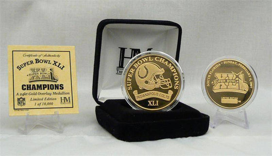 Indianapolis Colts Super Bowl XLI 24KT Gold Champions Coin (HM) - 757 Sports Collectibles
