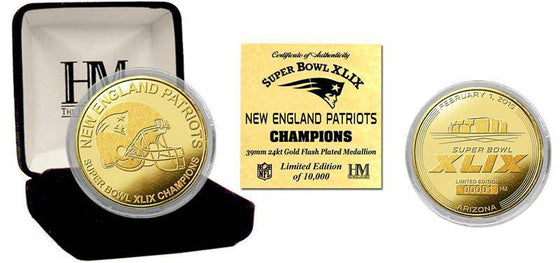 New England Patriots Super Bowl XLIX Champions Gold Mint Coin (HM) - 757 Sports Collectibles