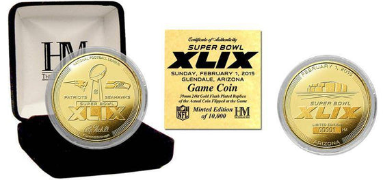 New England Patriots Super Bowl 49 Gold Flip Coin (HM) - 757 Sports Collectibles