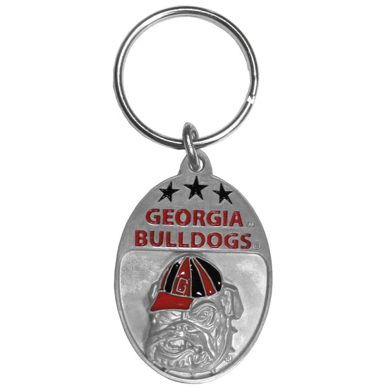 Georgia Bulldogs Carved Metal Key Chain (SSKG) - 757 Sports Collectibles