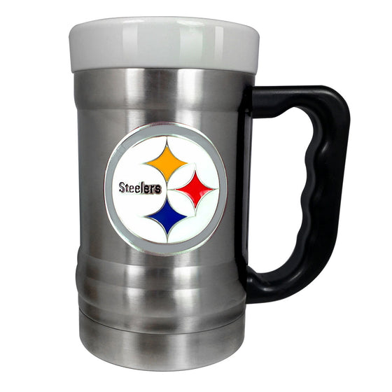 Pittsburgh Steelers 15 oz Stainless Steel & Ceramic Fusion Coffee Mug w/ Metal Emblem