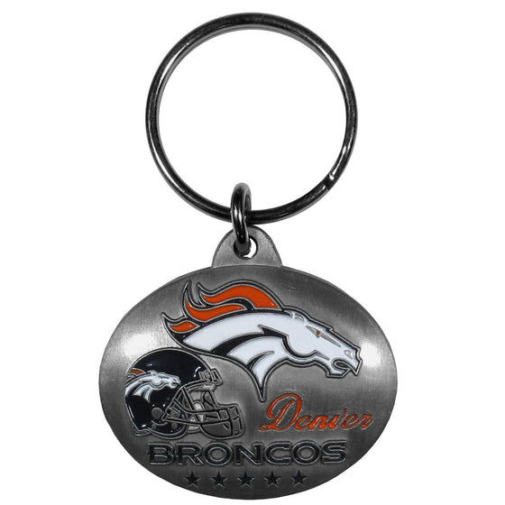 Denver Broncos Oval Carved Metal Key Chain (SSKG) - 757 Sports Collectibles