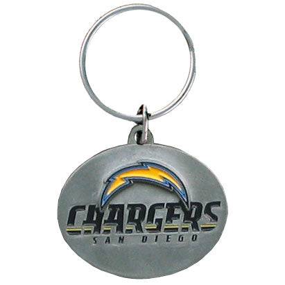 Los Angeles Chargers Oval Carved Metal Key Chain (SSKG) - 757 Sports Collectibles