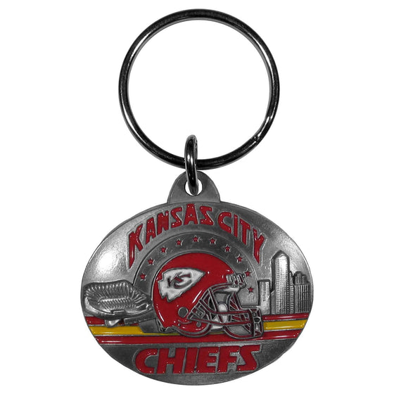 Kansas City Chiefs Oval Carved Metal Key Chain (SSKG) - 757 Sports Collectibles