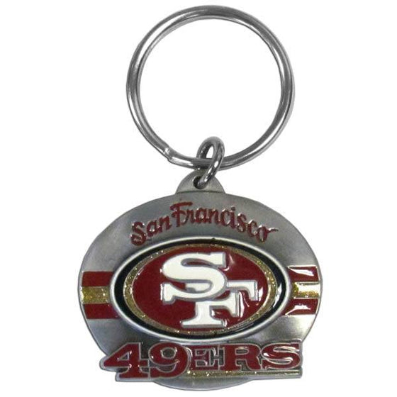 San Francisco 49ers Oval Carved Metal Key Chain (SSKG) - 757 Sports Collectibles