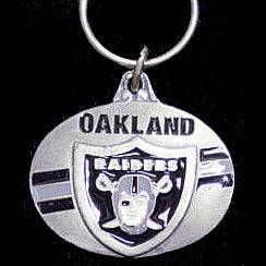 Oakland Raiders Oval Carved Metal Key Chain (SSKG) - 757 Sports Collectibles