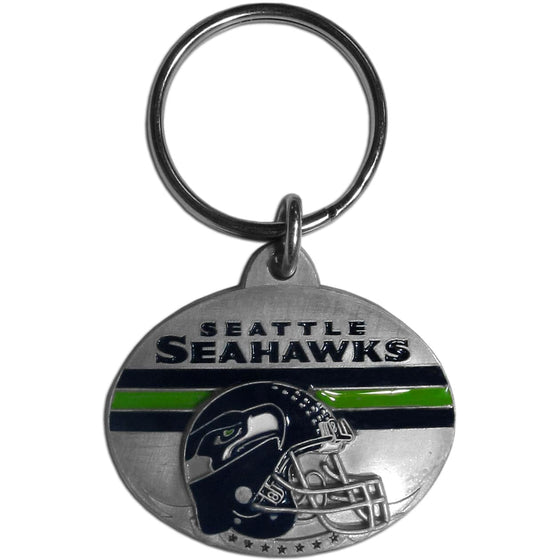 Seattle Seahawks Oval Carved Metal Key Chain (SSKG) - 757 Sports Collectibles