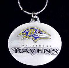 Baltimore Ravens Oval Carved Metal Key Chain (SSKG) - 757 Sports Collectibles