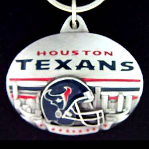 Houston Texans Oval Carved Metal Key Chain (SSKG) - 757 Sports Collectibles