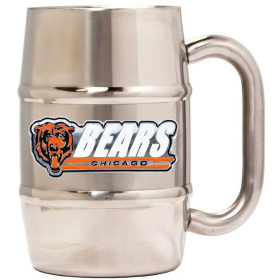 Chicago Bears 16oz "Barrel" Double Wall Stainless Steel Mug (Logo & Team Name)  - 757 Sports Collectibles