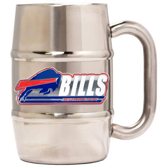 Buffalo Bills 16oz "Barrel" Double Wall Stainless Steel Mug (Logo & Team Name)  - 757 Sports Collectibles