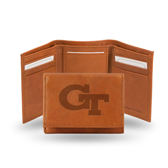 GEORGIA TECH Yellow Jackets EMBOSSED LEATHER TRIFOLD (Rico) - 757 Sports Collectibles