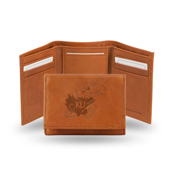 KANSAS EMBOSSED LEATHER TRIFOLD (Rico) - 757 Sports Collectibles