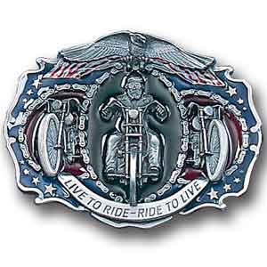 Live to Ride  Enameled Belt Buckle (SSKG) - 757 Sports Collectibles