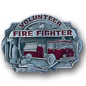 Volunteer Firefighter  Enameled Belt Buckle (SSKG) - 757 Sports Collectibles