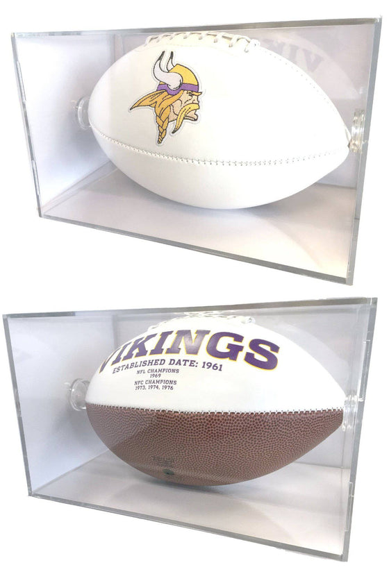 Minnesota Vikings Full Size Signature Series Football in UV Protective Acrylic Display Case - 757 Sports Collectibles