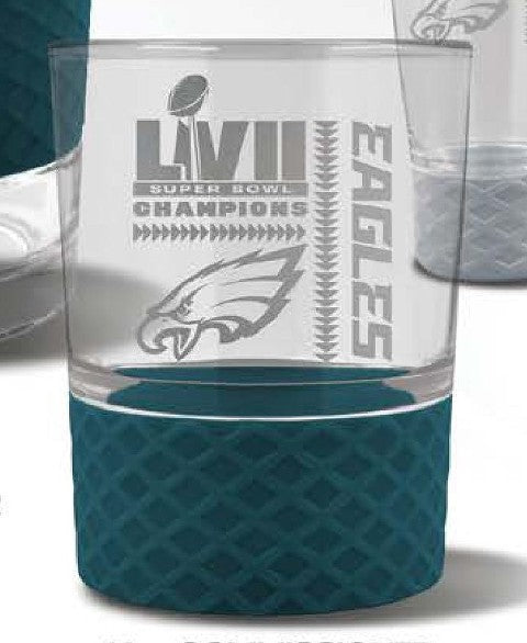 Philadelphia Eagles Super Bowl LVII Etched 14oz Commishioner Rocks Glass