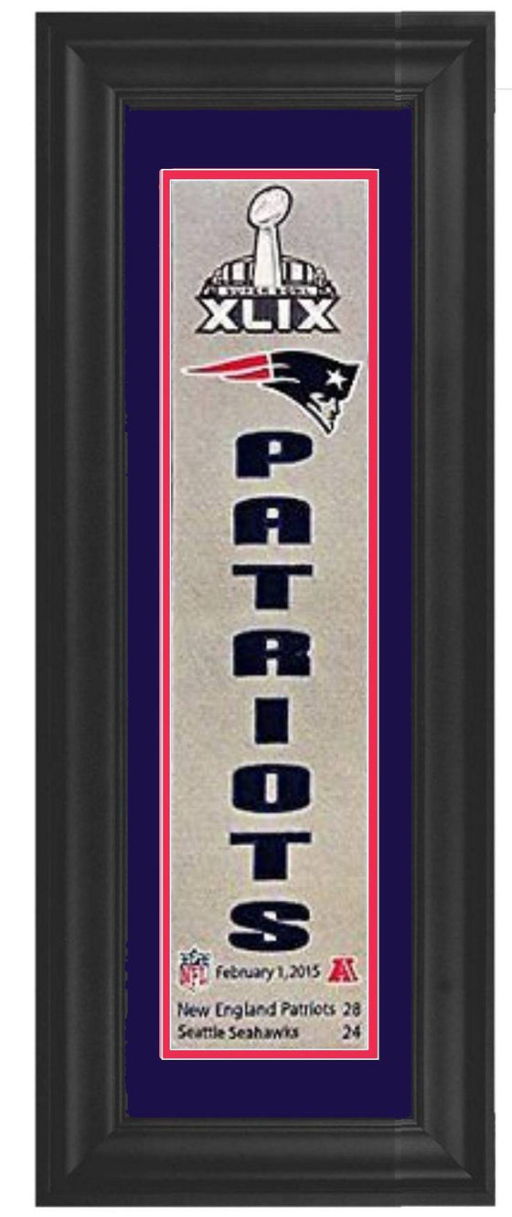 New England Patriots Framed Super Bowl 49 XLIX Champions Heritage Banner 12x34 - 757 Sports Collectibles